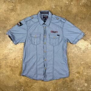 Jack & Jones Airborne Hitch Shirt Men’s XL‎ Royal Navy Military Patches Blue